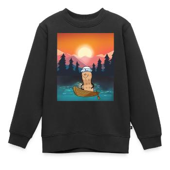 Cacahuète Loisirs Loisirs Nature Bateau - Sweat Premium enfant bio - noir - Devant - AI Model Kid Female (0cm)