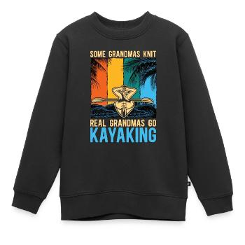 Kayak Quelques grands-mères Tricotent rétro Aviron Canoë - Sweat Premium enfant bio - noir - Devant - AI Model Kid Female (0cm)