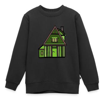 Haus Hütte Natur Naturliebhaber wohnen Immobilie - Kinder Premium Organic Sweatshirt - Schwarz - Vorne - AI Model Kid Female (0cm)