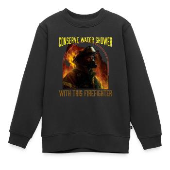 Conserver la douche d’eau avec ce pompier - Sweat Premium enfant bio - noir - Devant - AI Model Kid Female (0cm)