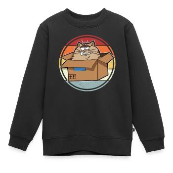 Katze Im Karton - Kinder Premium Organic Sweatshirt - Schwarz - Vorne - AI Model Kid Female (0cm)