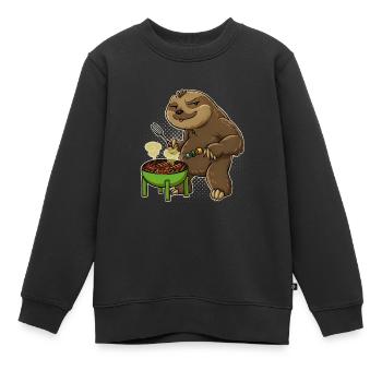 Sloth Grill King Grill Master Grill Tongs Grill - Kids Premium Organic Sweatshirt - black - Front - AI Model Kid Female (0cm)