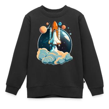 Raumschiff Space Shuttle Aufbruch in den Weltraum - Kinder Premium Organic Sweatshirt - Schwarz - Vorne - AI Model Kid Female (0cm)