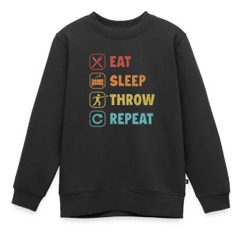 Manger Sleep Throw Repeat Frisbee Golf Basket Disc - Sweat Premium enfant bio - noir - Devant - AI Model Kid Female (0cm)