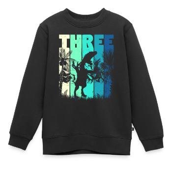 Deinonychus 3 ans garçon 3ème anniversaire - Sweat Premium enfant bio - noir - Devant - AI Model Kid Female (0cm)