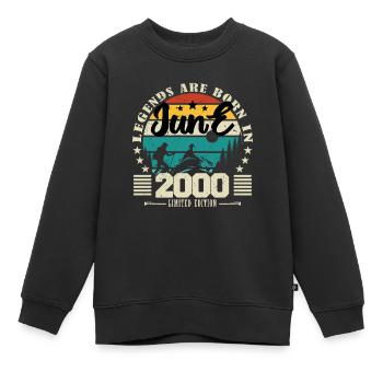 Juni 2000. Geburtstagsgeschenk Juni 2000. Juni. - Kinder Premium Organic Sweatshirt - Schwarz - Vorne - AI Model Kid Female (0cm)