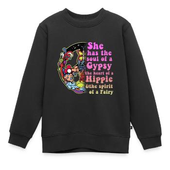 Hippie - Kinder Premium Organic Sweatshirt - Schwarz - Vorne - AI Model Kid Female (0cm)