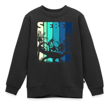 Dilophosaurus 7 Jahre Alt Junge 7. Geburtstag - Kinder Premium Organic Sweatshirt - Schwarz - Vorne - AI Model Kid Female (0cm)