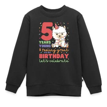 Alpaca for 5th birthday Children five years old - Kids Premium Organic Sweatshirt - black - Front - AI Model Kid Female (0cm)
