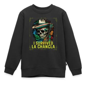 J’ai survécu à la Chancla Mexicaine Pantoufles Sandales - Sweat Premium enfant bio - noir - Devant - AI Model Kid Female (0cm)