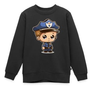 Junger Polizist - Kinder Premium Organic Sweatshirt - Schwarz - Vorne - AI Model Kid Female (0cm)