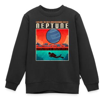 Triton Mond Neptun Planet Poster - Kinder Premium Organic Sweatshirt - Schwarz - Vorne - AI Model Kid Female (0cm)