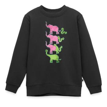 Drôle d’origine des dinosaures - Sweat Premium enfant bio - noir - Devant - AI Model Kid Female (0cm)