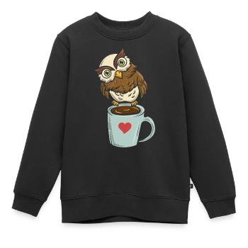 Koffeinierter Nachtvogel Koffein - Kinder Premium Organic Sweatshirt - Schwarz - Vorne - AI Model Kid Female (0cm)