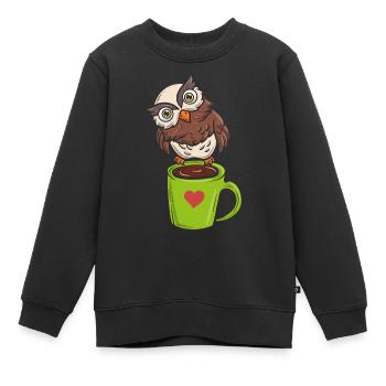 Eule Nachtvogel Koffeinliebhaber - Kinder Premium Organic Sweatshirt - Schwarz - Vorne - AI Model Kid Female (0cm)