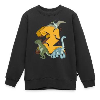 Chemise d’anniversaire dinosaure 2 ans Jeunes enfants - Sweat Premium enfant bio - noir - Devant - AI Model Kid Female (0cm)