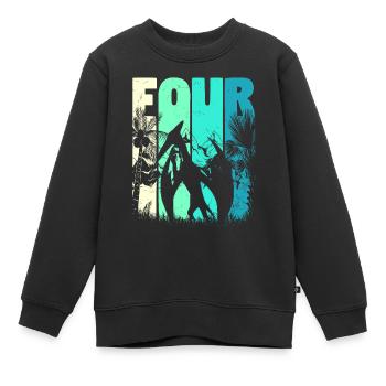 Ptérodactyle 4 ans garçon 4ème anniversaire rétro - Sweat Premium enfant bio - noir - Devant - AI Model Kid Female (0cm)