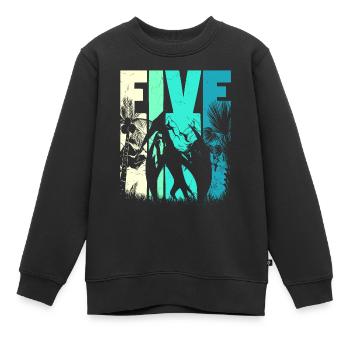 Ptérodactyle 5 ans garçon 5ème anniversaire rétro - Sweat Premium enfant bio - noir - Devant - AI Model Kid Female (0cm)