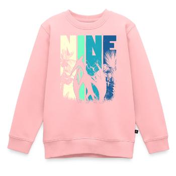 Ptérodactyle 9 ans garçon 9ème anniversaire rétro - Sweat Premium enfant bio - rose - Devant - AI Model Kid Female (0cm)
