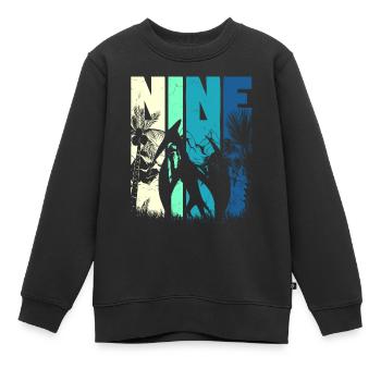 Ptérodactyle 9 ans garçon 9ème anniversaire rétro - Sweat Premium enfant bio - noir - Devant - AI Model Kid Female (0cm)
