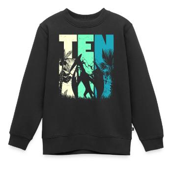 ptérodactyle 10 ans garçon 10e anniversaire - Sweat Premium enfant bio - noir - Devant - AI Model Kid Female (0cm)