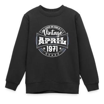 April 1971. Geburtstagsgeschenk April 1971 April - Kinder Premium Organic Sweatshirt - Schwarz - Vorne - AI Model Kid Female (0cm)