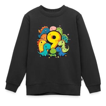 9ème anniversaire avec une chemise d’anniversaire de dinosaure - Sweat Premium enfant bio - noir - Devant - AI Model Kid Female (0cm)