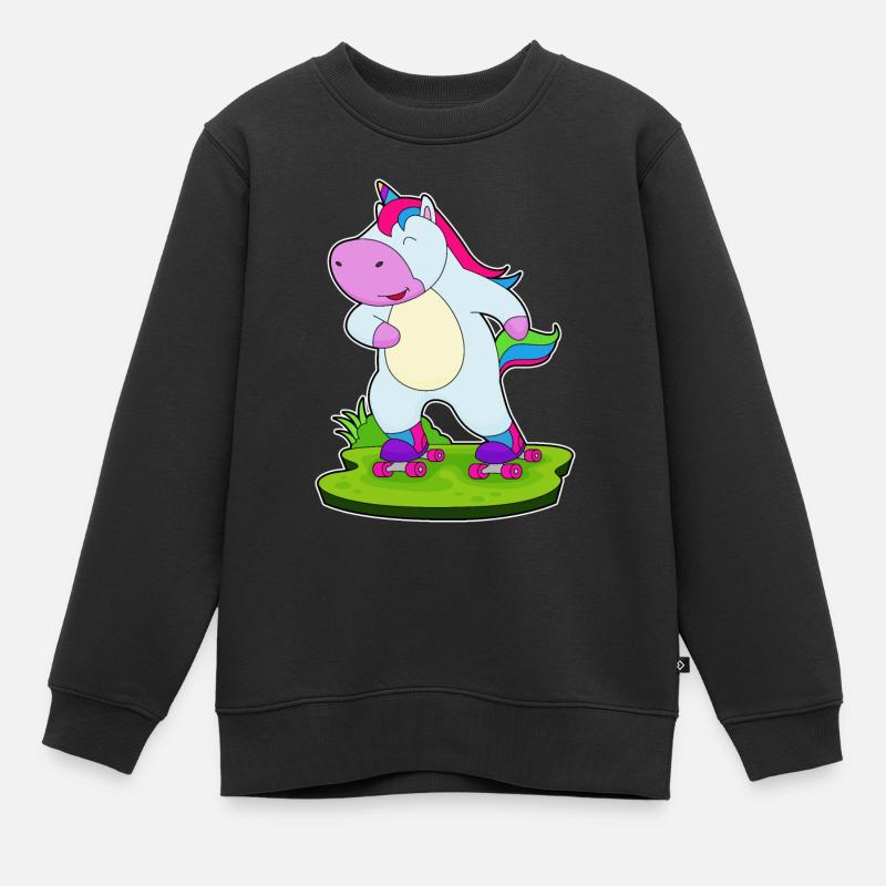Einhorn Inline skating Rollschuhe - Kinder Premium Organic Sweatshirt - Schwarz