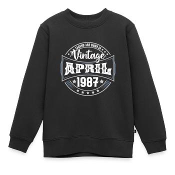 April 1987. Geburtstagsgeschenk April 1987 April - Kinder Premium Organic Sweatshirt - Schwarz - Vorne - AI Model Kid Female (0cm)