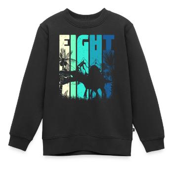 Spinosaurus 8 ans garçon 8ème anniversaire rétro - Sweat Premium enfant bio - noir - Devant - AI Model Kid Female (0cm)