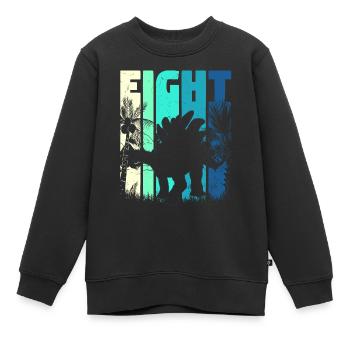 Stegosaurus 8 ans garçon 8ème anniversaire rétro - Sweat Premium enfant bio - noir - Devant - AI Model Kid Female (0cm)
