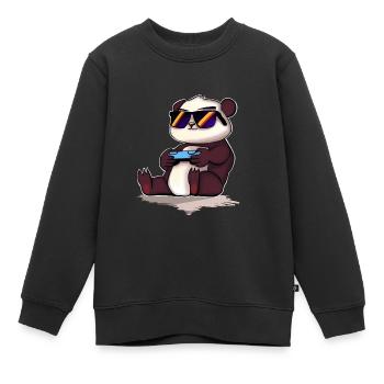 Panda Gaming Gamer - Sweat Premium enfant bio - noir - Devant - AI Model Kid Female (0cm)