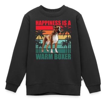 Le bonheur est un boxeur chaleureux - Sweat Premium enfant bio - noir - Devant - AI Model Kid Female (0cm)