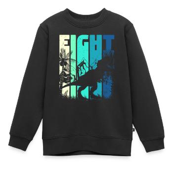 Tyrannosaurus Rex 8 ans garçon 8ème anniversaire - Sweat Premium enfant bio - noir - Devant - AI Model Kid Female (0cm)