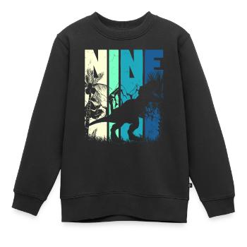 Tyrannosaurus Rex 9 ans Garçon 9ème anniversaire - Sweat Premium enfant bio - noir - Devant - AI Model Kid Female (0cm)