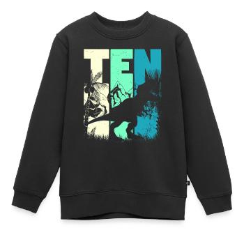 Tyrannosaurus Rex 10 ans garçon 10 anniversaire - Sweat Premium enfant bio - noir - Devant - AI Model Kid Female (0cm)