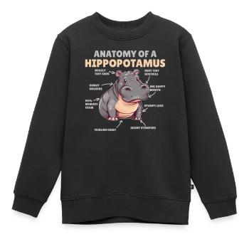 Explication de l’hippopotame doux Anatomie d’un hippopotame - Sweat Premium enfant bio - noir - Devant - AI Model Kid Female (0cm)