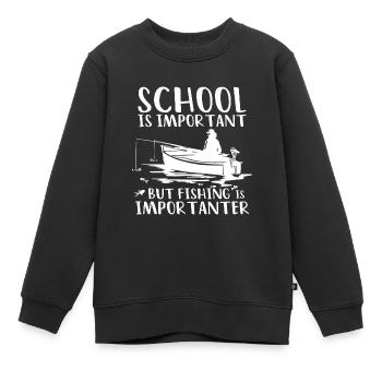 Die Schule ist wichtig, aber das Angeln ist wichtiger - Kinder Premium Organic Sweatshirt - Schwarz - Vorne - AI Model Kid Female (0cm)