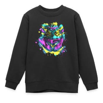 Tigre à dents de sabre - Sweat Premium enfant bio - noir - Devant - AI Model Kid Female (0cm)
