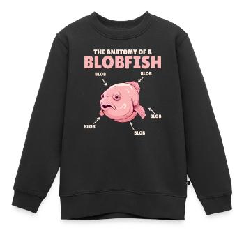 Blobfish Explication Anatomie d’un Blobfish - Sweat Premium enfant bio - noir - Devant - AI Model Kid Female (0cm)
