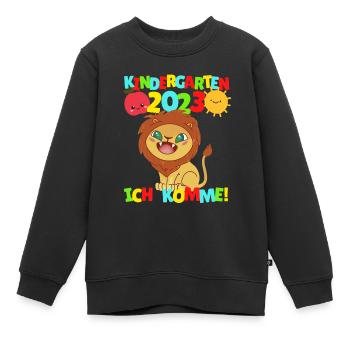 Kindergarten ich komme Löwe Kindergartenkind 2022 - Kinder Premium Organic Sweatshirt - Schwarz - Vorne - AI Model Kid Female (0cm)