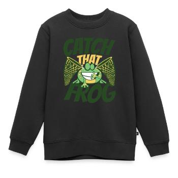 Catch That Frog Laubfrosch Kröte Kaulquappe - Kinder Premium Organic Sweatshirt - Schwarz - Vorne - AI Model Kid Female (0cm)