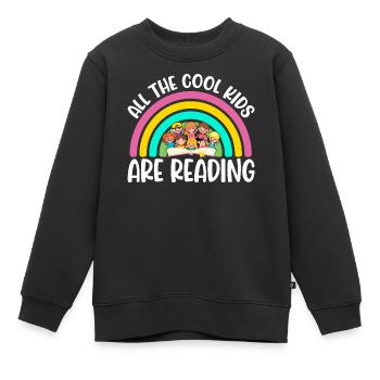 All The Cool Kids Are Reading - Kids Premium Organic Sweatshirt - black - Front - AI Model Kid Female (0cm)