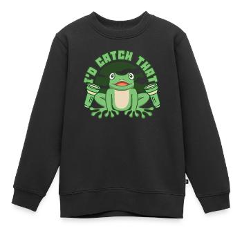 I'd Catch That Laubfrosch Kröte Kaulquappe Frosch - Kinder Premium Organic Sweatshirt - Schwarz - Vorne - AI Model Kid Female (0cm)