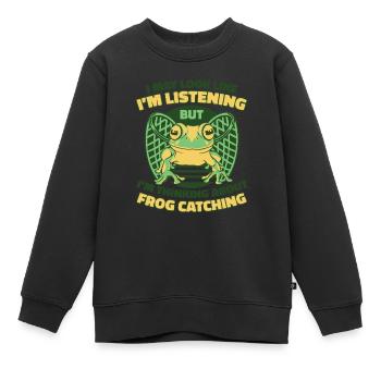 I May Look Like I'm Listening Kröte Kaulquappe - Kinder Premium Organic Sweatshirt - Schwarz - Vorne - AI Model Kid Female (0cm)