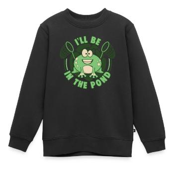 I'll Be In The Pond Kaulquappe Laubfrosch Frosch - Kinder Premium Organic Sweatshirt - Schwarz - Vorne - AI Model Kid Female (0cm)