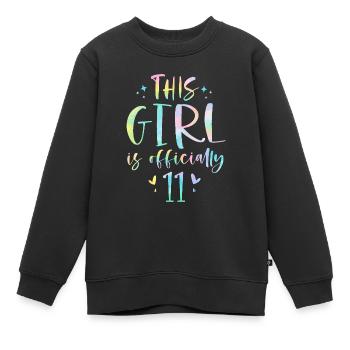Cette fille a officiellement 11 ans onze ans 11ème - Sweat Premium enfant bio - noir - Devant - AI Model Kid Female (0cm)
