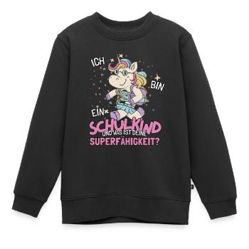 Schulkind 2023 Einhorn Outfit für Schulanfang - Kinder Premium Organic Sweatshirt - Schwarz - Vorne - AI Model Kid Female (0cm)