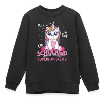 Schulkind Outfit Einschulung Einhorn Schulanfang - Kinder Premium Organic Sweatshirt - Schwarz - Vorne - AI Model Kid Female (0cm)