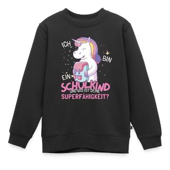 Schulkind Süßes Einhorn für Einschulung Schulstart - Kinder Premium Organic Sweatshirt - Schwarz - Vorne - AI Model Kid Female (0cm)